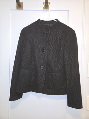 Briggs New York Black Textured Button-Front Jacket